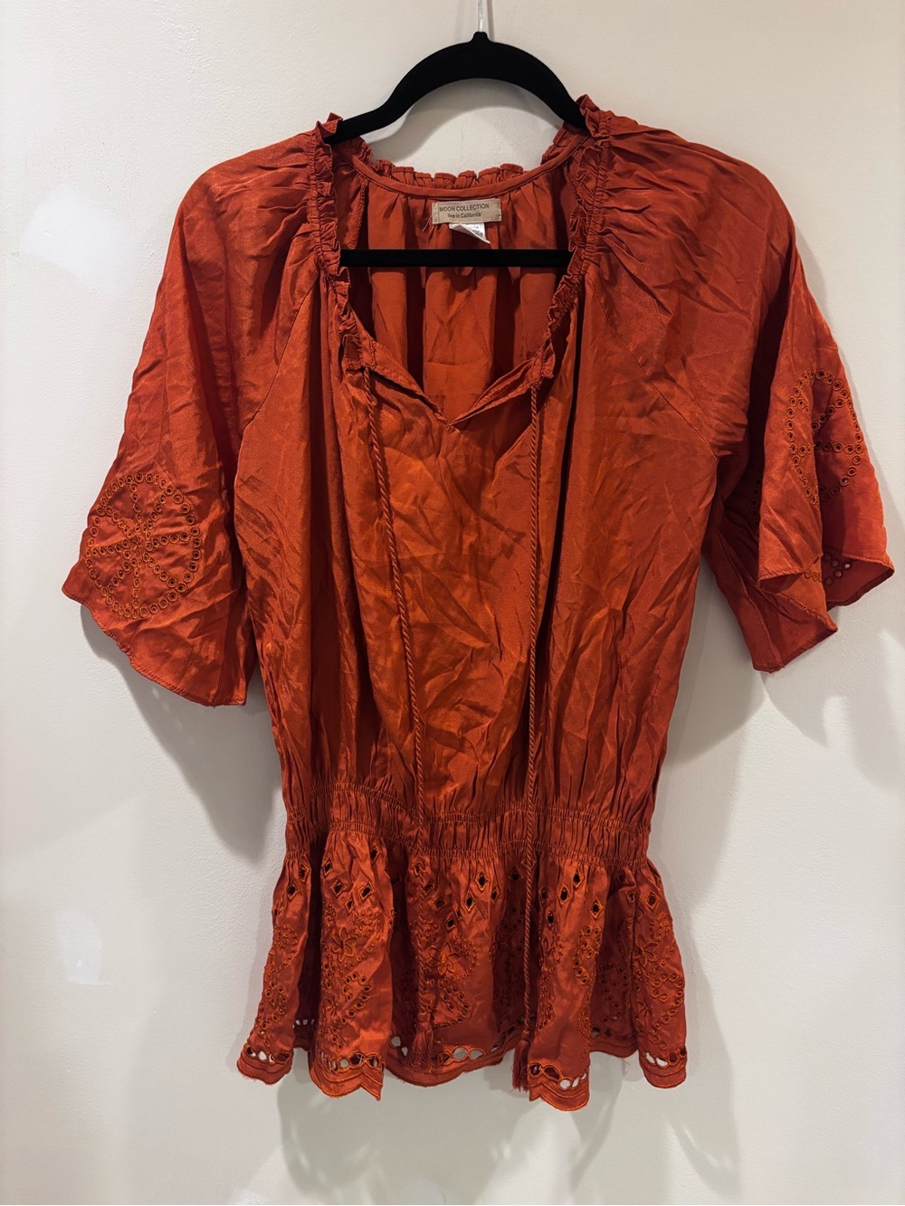 Moon Collection Rust Boho embroidered blouse